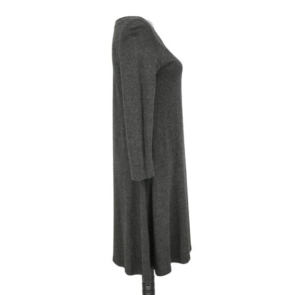 Ann Taylor Loft Dress Womens Small Gray Stretch Knit T-shirt Midi Fit n Flare - Picture 11 of 12